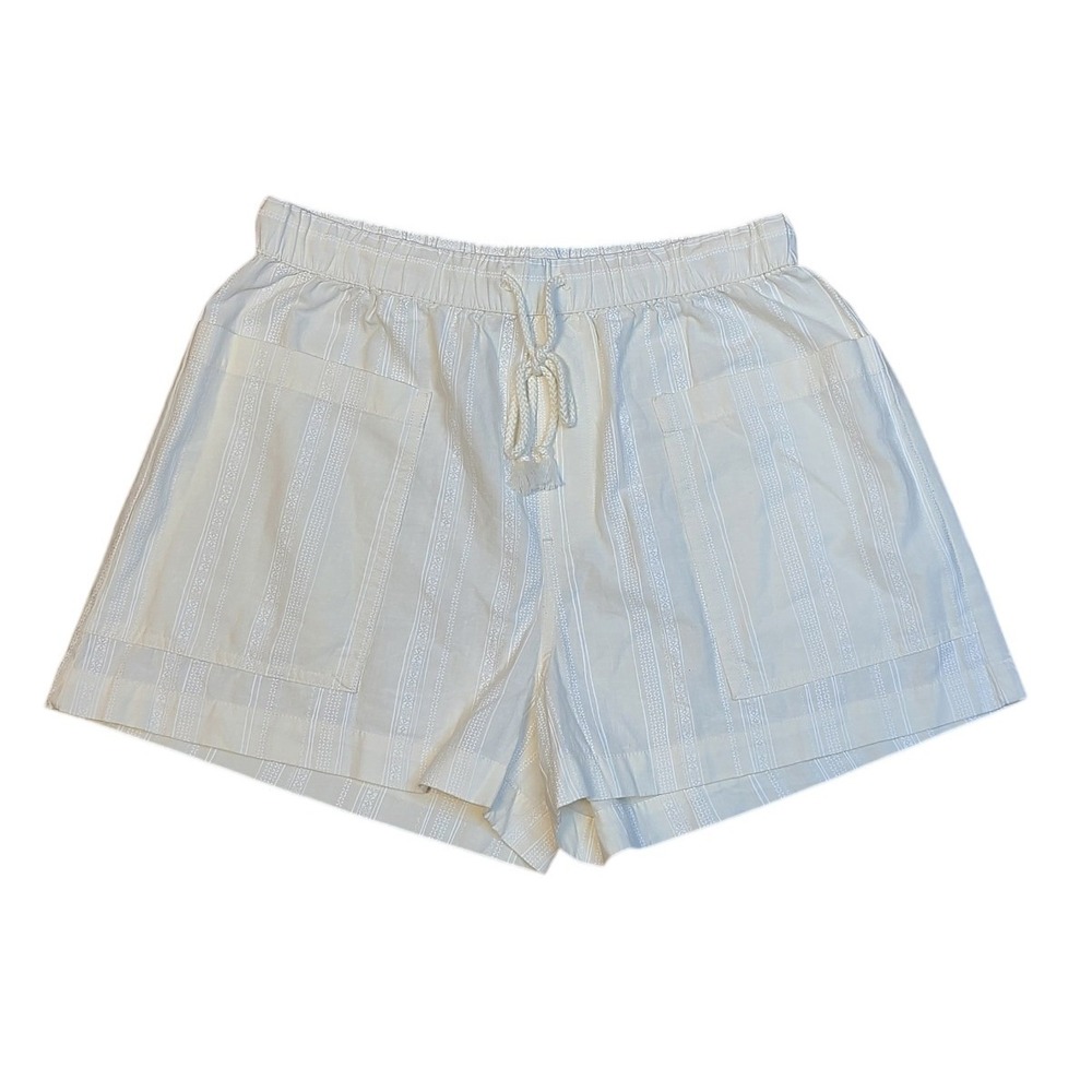 Universal Thread Women's Cream Dobby Stripe Embroidered Drawstring Shorts Size M